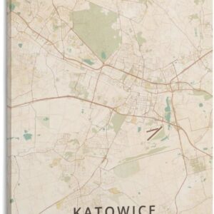 LZTEN Katowice Poland Map Poster Vintage Print Canvas Wall Art Print Posters for Home School Office Decor Frame 30x45cm