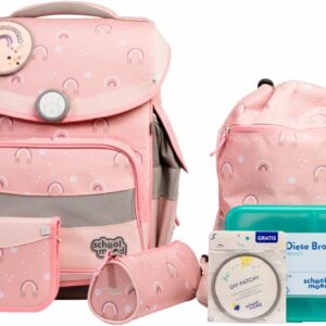 SCHOOL-MOOD Timeless Pro Leni Dog School Bag Set 7-Piece 23.5L Storage Space, Ergonomic Easy Fit System for 1 m to 1.50 m Height, Stable, Waterproof Fabric with Reflectors, rainbow, School bag