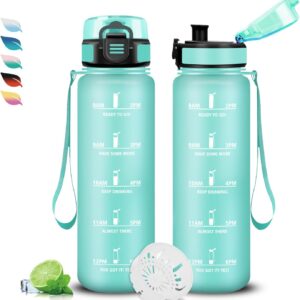 Grsta Children's Water Bottle, 0.5 Litres, Bottle with Time, Water Bottle, Leak-Proof, Water Bottle with Time Marking, Easy to Clean, Adult Bottle for School, Outdoor