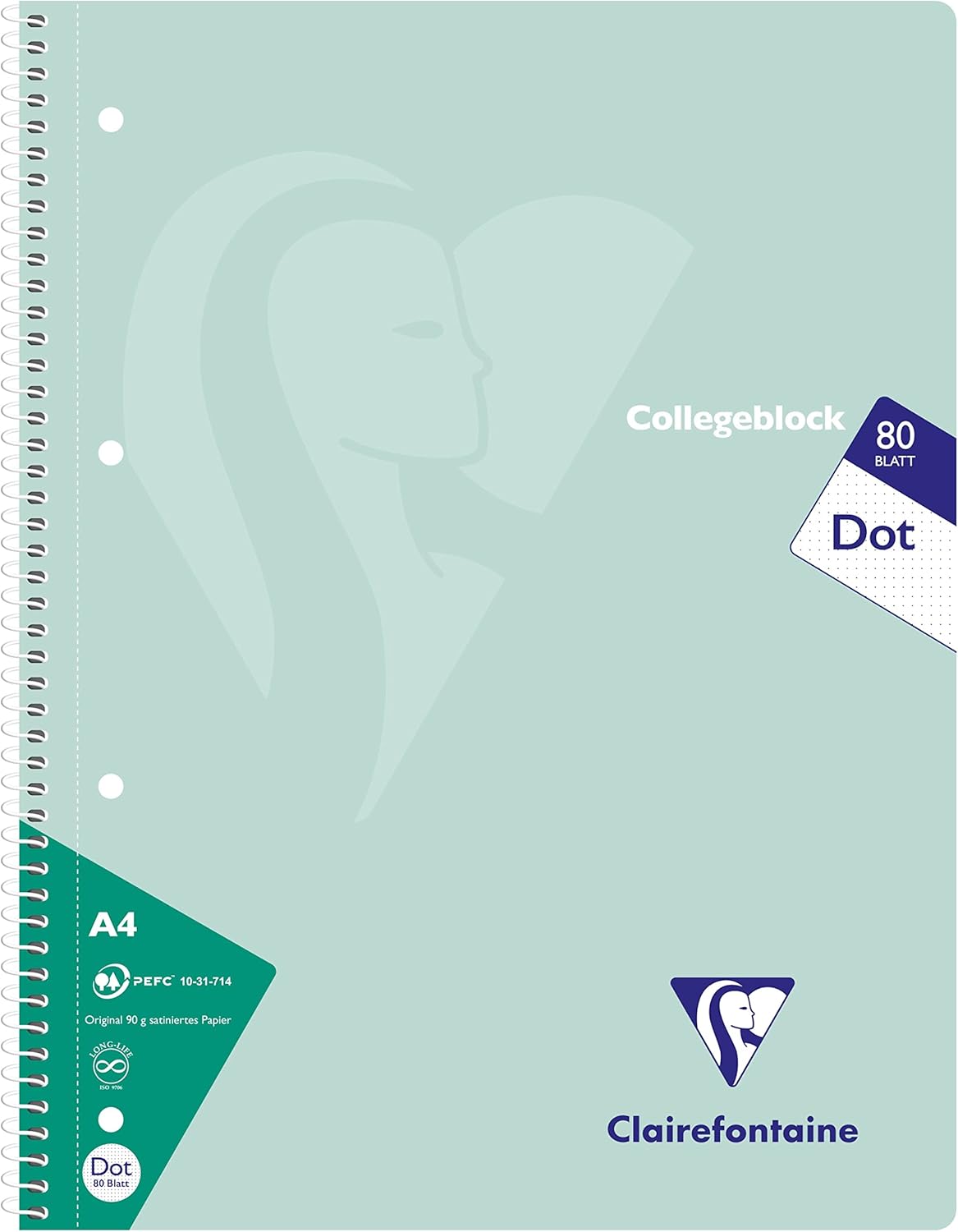 Clairefontaine 306253C Pack of 5 Notebooks / College Notepads, DIN A4, 80 Sheets 90 g Dot/Dot Squared, Assorted Pastel Colours, 1 Pack – Bild 2