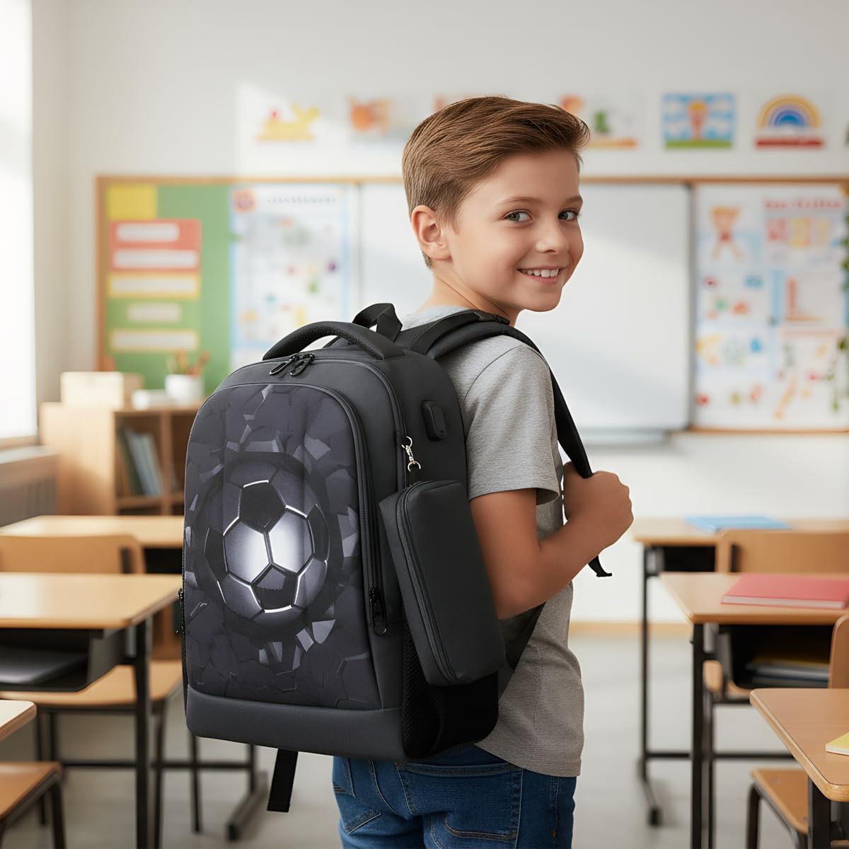 Cusangel Children's Backpack Girls Boys Teenagers School Backpack Ergonomic & Adjustable School Bag Weatherproof Backpack Children with Chest Strap – Bild 2