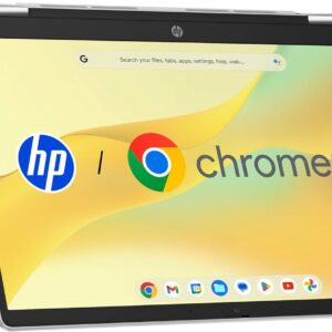 HP Chromebook x360 Laptop, 14 Inch Touchscreen, Intel Processor N100, 4 GB DDR4 RAM, 128GB eUFS, Intel UHD Graphics, ChromeOS Operating System, QWERTZ, Gemini, Silver