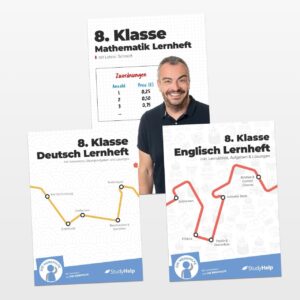 8. Klasse Hauptfächer Set komplett (Mathe, Deutsch, Englisch) / Lernheft, Übungsheft / Rechnen, Rechtschreibung, Übungen, Grammatik: Inkl. Aufgaben + Lösungen + Lernvideos