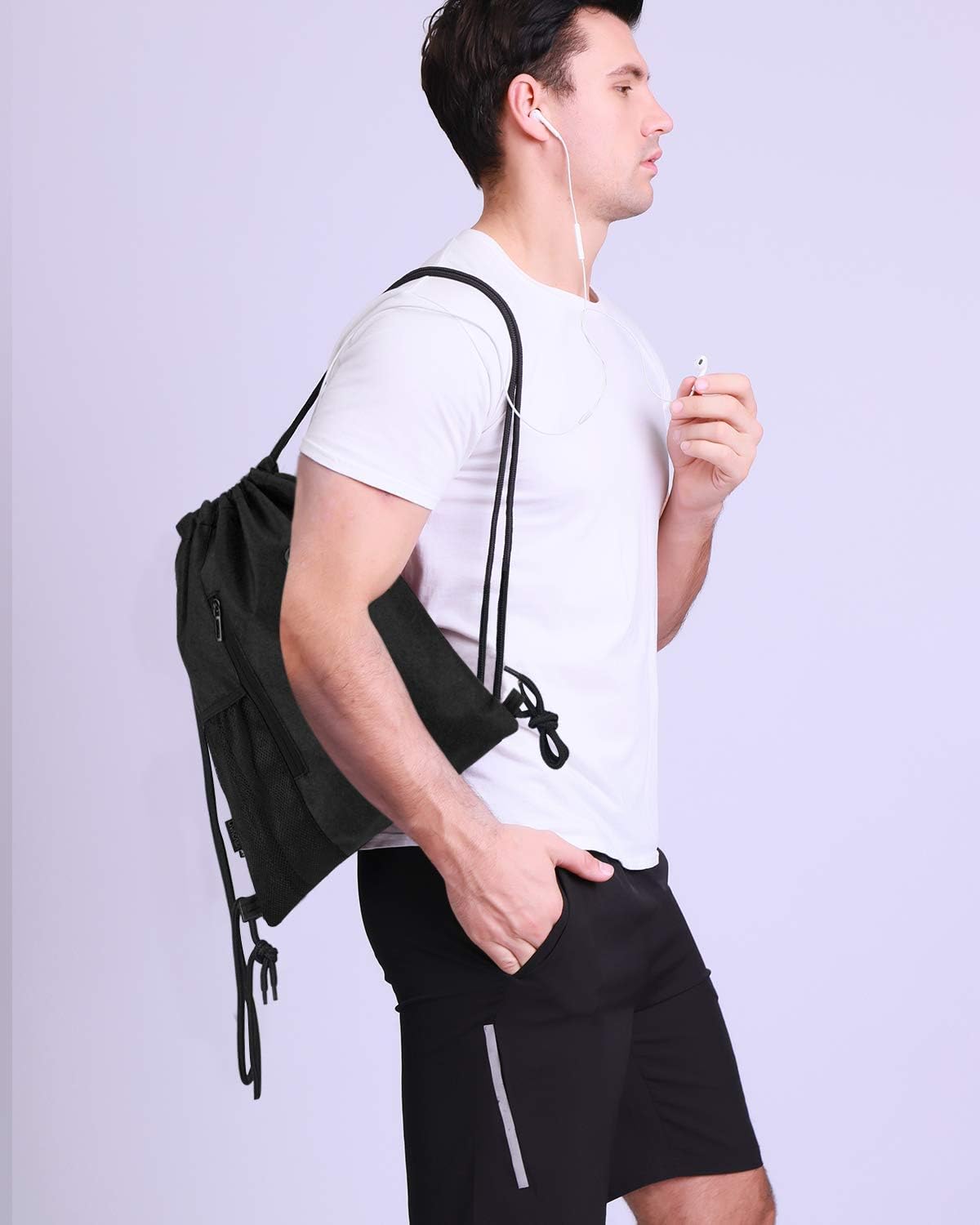 Livacasa Gym Bag with Zip and Inner Pocket, Sports Bag, Hipster Gym Bag, Lined Backpack with Adjustable Drawstring, Gym Bag for Men and Women – Bild 7