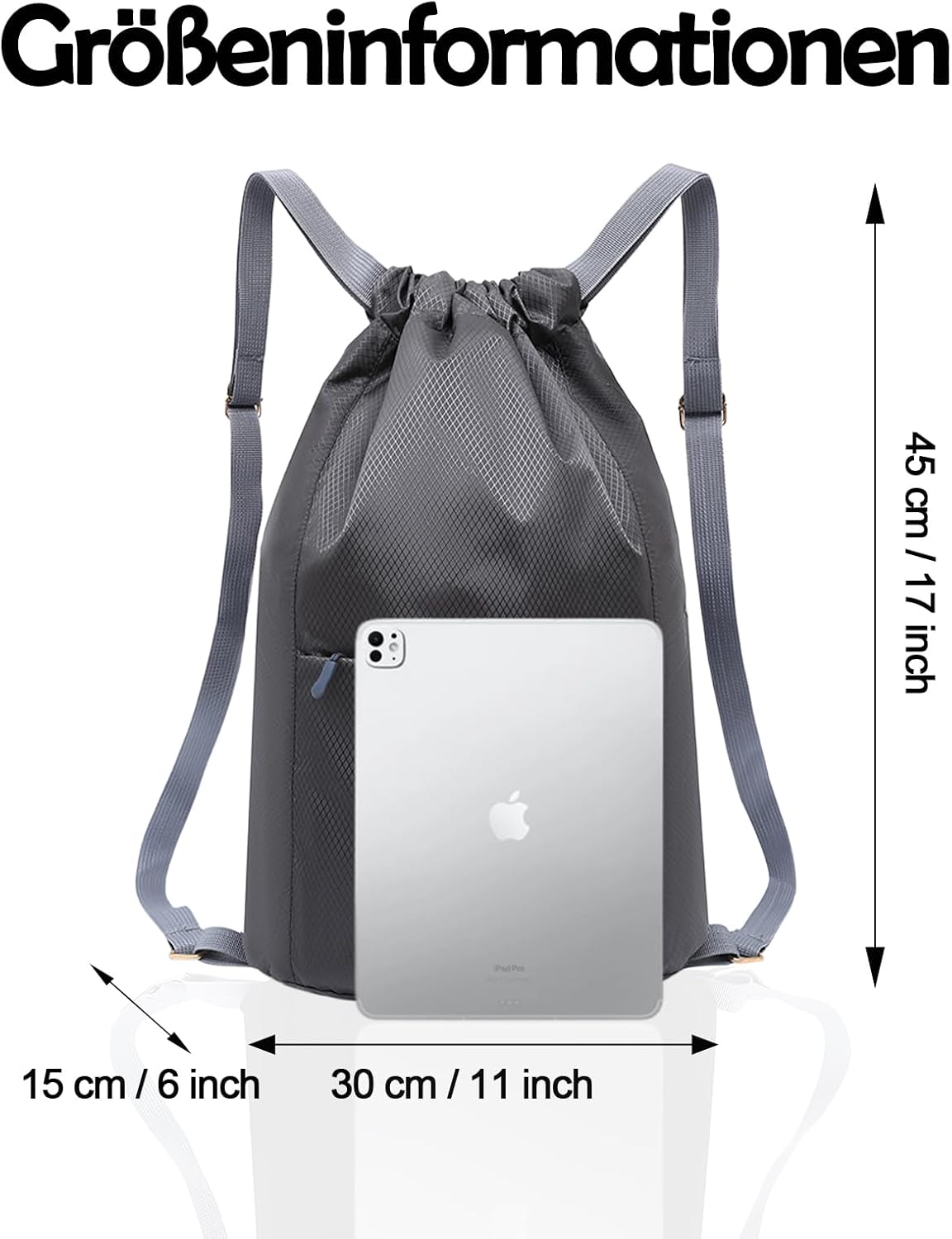 Waterproof Drawstring Bag, Gym Bag, Sports Bag, Men and Women, Foldable Large Capacity Bag with Drawstring Backpack, Drawstring Bag for Hiking, Camping, Travel – Bild 2