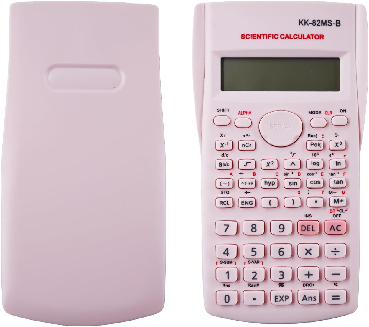 KK-82MS-D Portable Scientific Calculator with 240 Functions, Dual Line Display for School Supplies, Students, Teachers, Business, Office, Home (Pink)