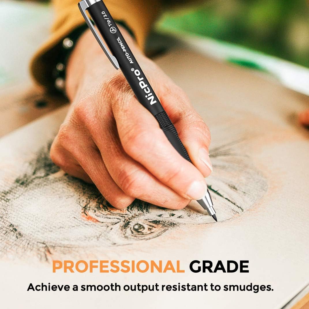 Nicpro Mechanical Pencils Set of 3 Mechanical Pencils 2 mm with 6 Cans of Lead Refill (HB 2B), Erasers, Sharpener for Writing, Drawing – Bild 5