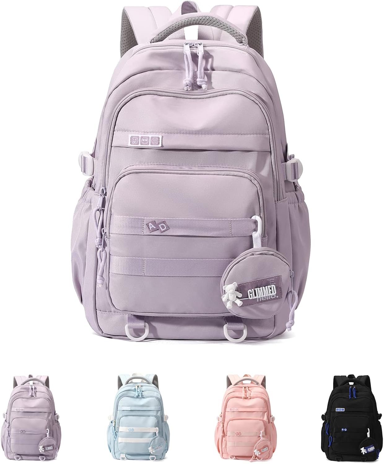 School Backpack Girls Teenagers Waterproof Daypack Lightweight School Bag Girls with Large Capacity Fashionable Backpack for School or Travel, purple, Rucksack Backpacks – Bild 8