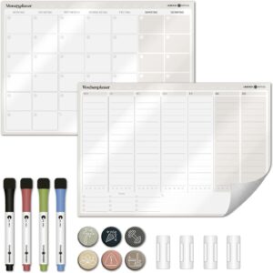 Lebenskompass Flexiplan® Self-Adhesive Weekly Planner Wipeable Whiteboard Planning Board Sticks to All Smooth Surfaces Undated Wall Calendar Planner Including Stickers & Pens