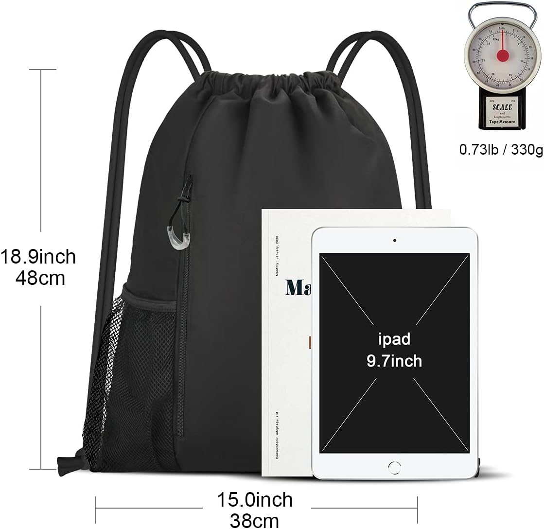 Ryaco Gym Bag Waterproof Drawstring Backpack Swimming Sports Bag with Outer Zip Pocket Water Cup Net Package Dry and Wet Separation for School Sports Swimming – Bild 5