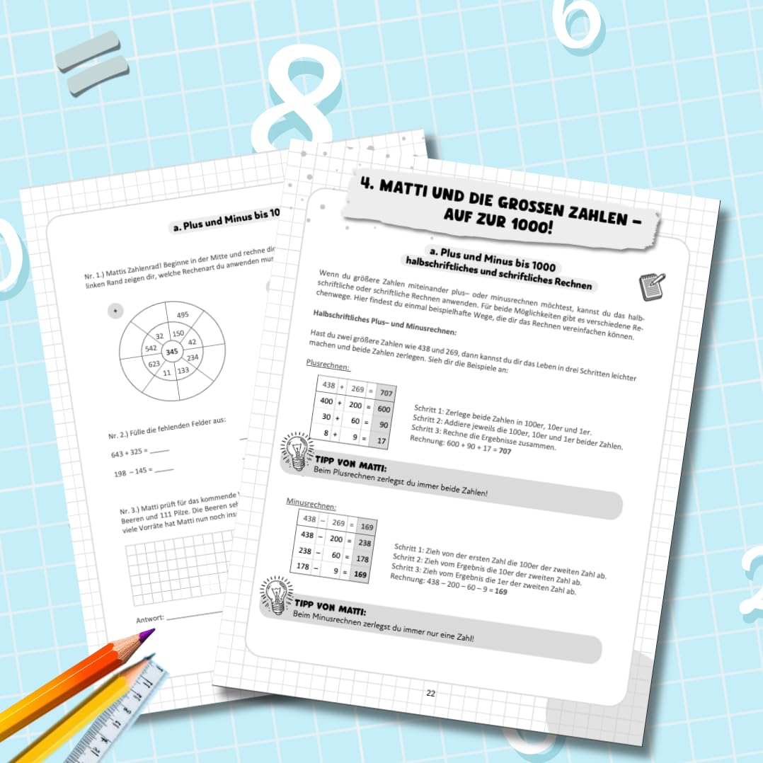 Mathe 3. Klasse Übungsheft: 10-Minuten Training mit Matti Mathefuchs - Durch Spaß zu guten Noten. Mit spielerischen Übungen, spannenden Knobelaufgaben und Tests zum Matheprofi im Zahlenraum bis 1000 – Bild 2