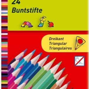 Herlitz Pack of 6 triangular coloured pencils, 6 packs, lacquered, contents per pack: 6 coloured pencils (1, 24 colours)