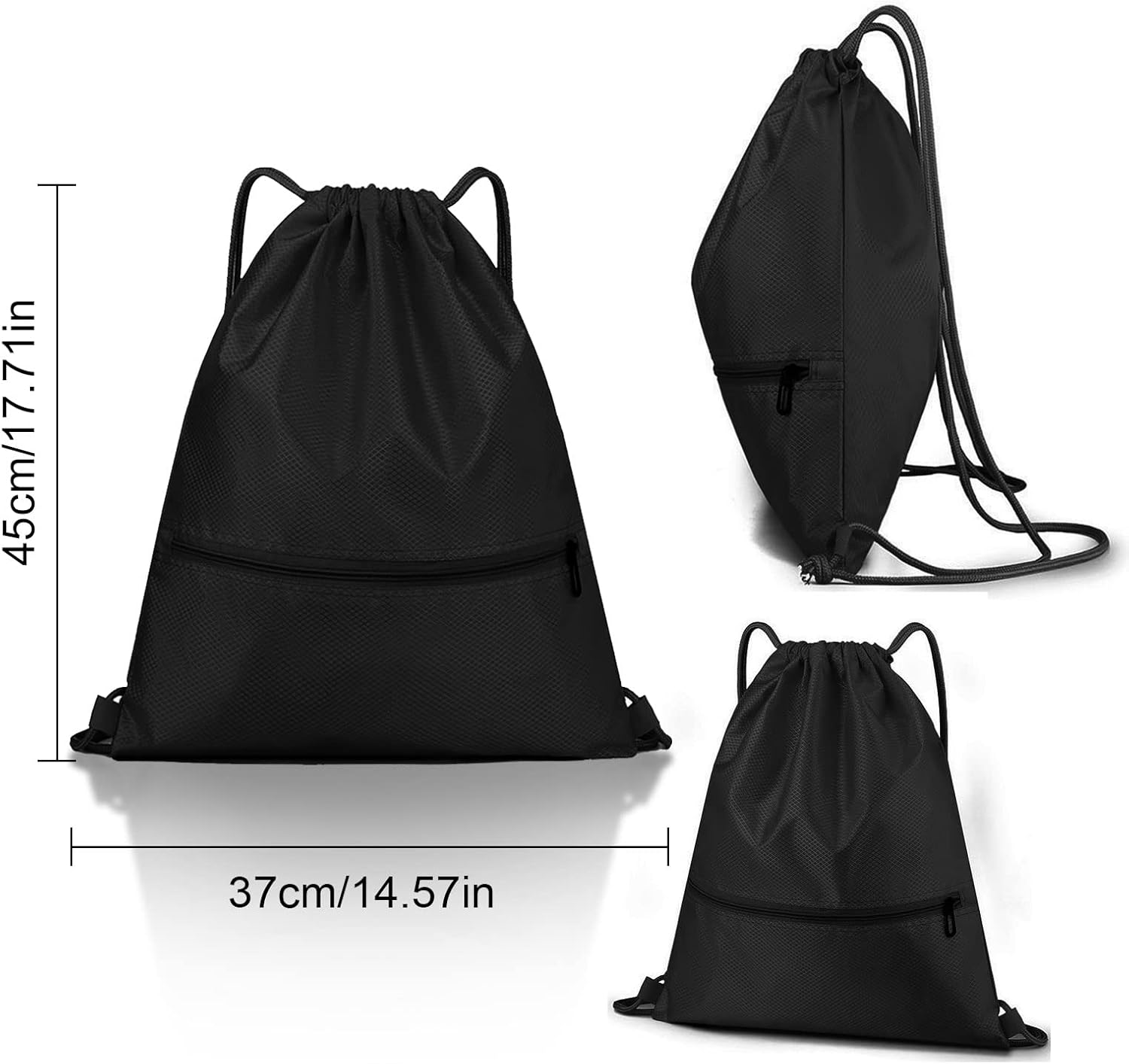 Drawstring Bag for Women Men Gym Bag Drawstring Waterproof Drawstring Bag with Zipper Outer for Sports Holiday Travel – Bild 2