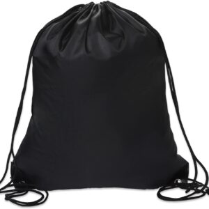 Sliverdew Drawstring Bag, Black PE Bag Drawstring Gym Bag String Swimming Bag Drawstring Backpack for Sports, Gym, Travel, Swimming, Beach