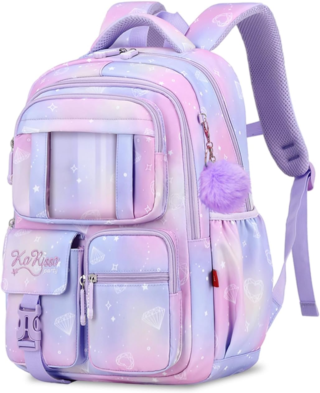 Tanou School Bag Girls Backpack School Girls School Backpack for Girls 1st to 4th Grade Breathable Water Resistant Nylon Kids School Bag, purple, Rucksack