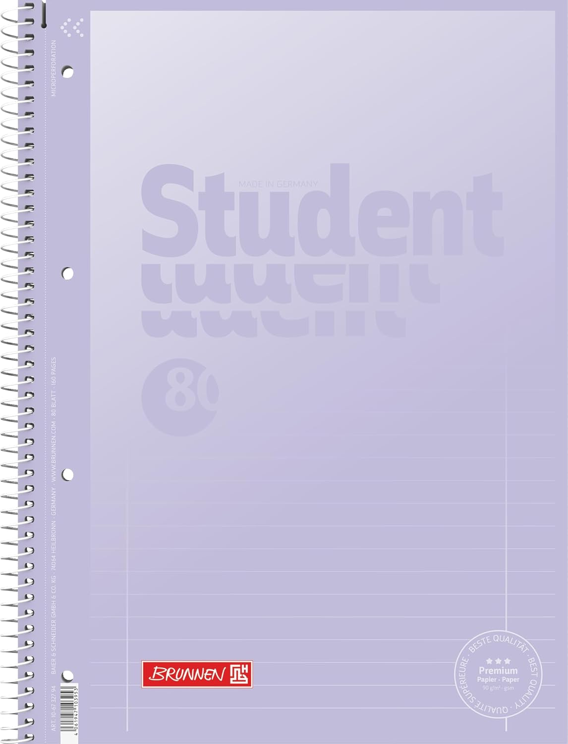 BRUNNEN College Notepad Premium Student "Pastel 2" | A4, Line Style 27, 80 Sheets, Assorted – Bild 6