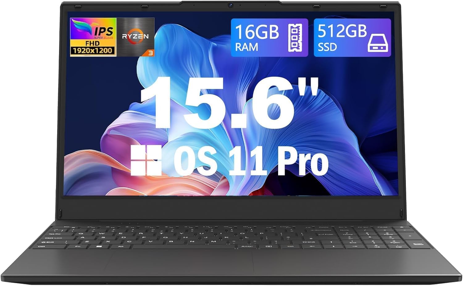 Azeyou Laptop with 15.6 Inch FHD, Ryzen 3 3200U Processor Notebook, 16GB RAM, 512GB SSD, Radeon Vega 3 Processor Graphics, USB & Type C, 5G WiFi, OS 11 Pro Portable Laptop
