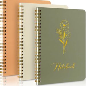 Lanpn Spiral Notebook Notebooks Pack of 3 20 x 14 cm, 100 g/m² Tear Off Page Lined Ring Blocks Notebook, College Notepad with Bag for School, Travel, Office, Men, Women