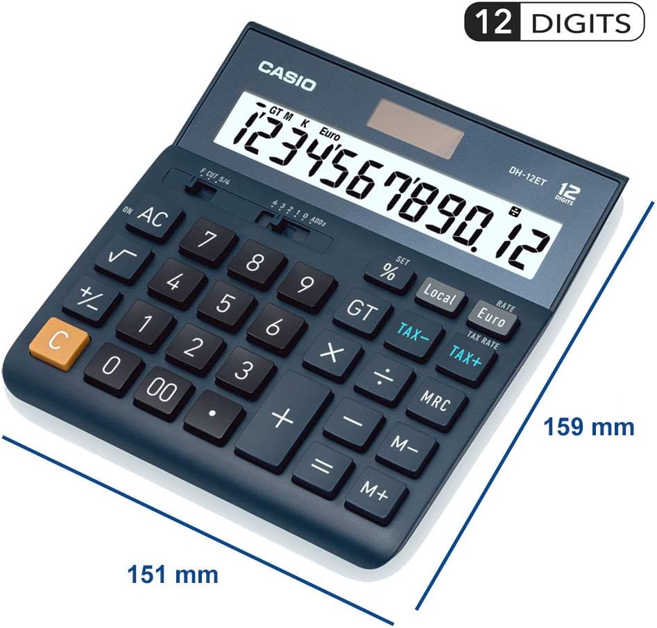 Casio Desktop Calculator DH-12ET 12-Digit Tax Calculation Total Storage Solar/Battery Operation – Bild 4