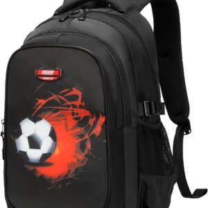 Asge School Backpack Boys Teenagers School Bags Girls Satchel Ergonomic Children’s Backpacks Football Print School Bag for 8 10 14 Years School Bags for Boys Waterproof School Bag Large for School