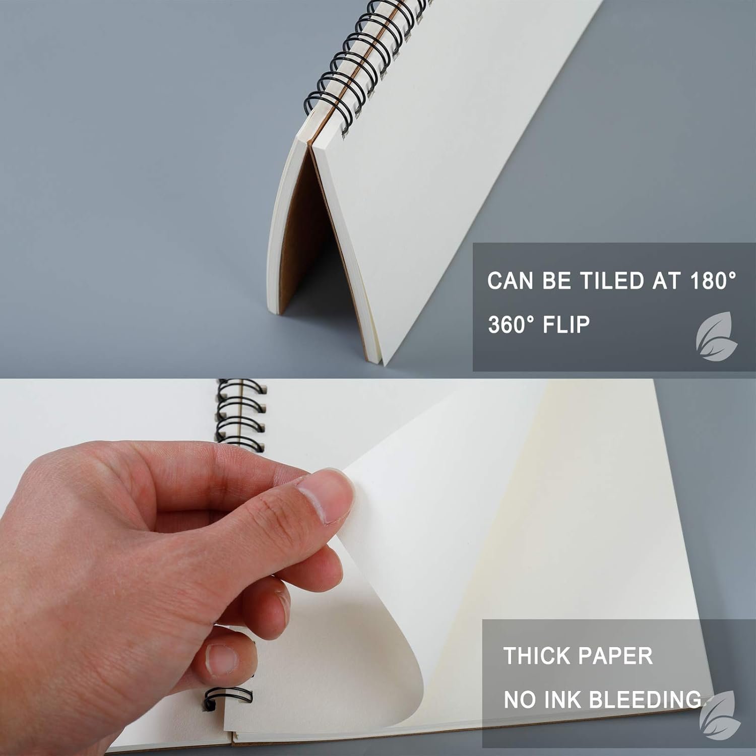 Notepad A5 Spiral Notebook Blank Sketch Pad Kraft Paper Cover Writing Pad Drawing Pad 100 Pages/50 Sheets for Travel School and Office 21 x 14 cm, 4 Packs (Brown and Black) – Bild 5