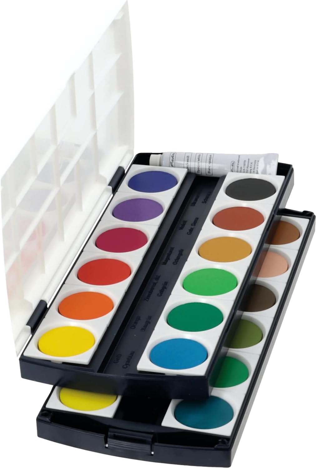Herlitz 10199933 School Paint BZW. Paint Box - 24 Colours with Opaque White