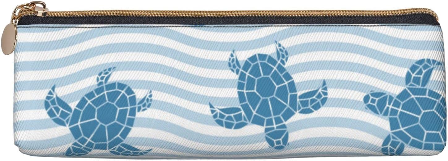 Federmäppchen mit Meeresschildkröten-Motiv, dreieckiges Stiftetui, tragbares Federmäppchen, Leder-Organizer mit Reißverschluss, Kosmetiktasche – Bild 2