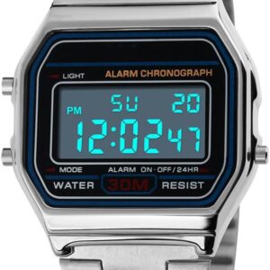 Luxuriöse Business-Armbanduhr, 30 m, wasserdicht, Edelstahl, Sportuhr, Digitaluhr