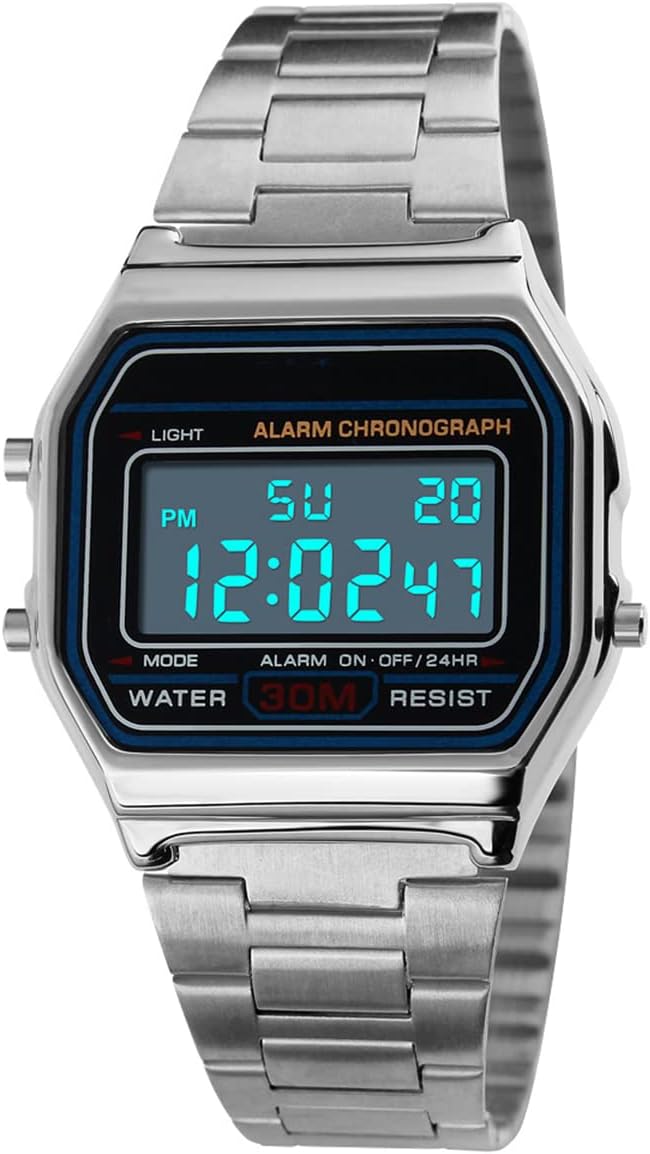 Luxuriöse Business-Armbanduhr, 30 m, wasserdicht, Edelstahl, Sportuhr, Digitaluhr