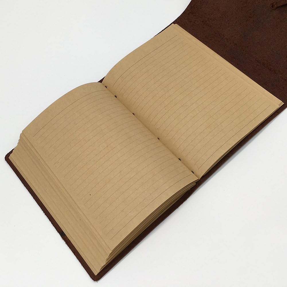 Leather Notebook Diary - Unisex Notepad, 240 Kraft Paper Vintage & Handmade Notebook Leather, Brown A6 Notepad Format - Brown, 5 x 7 Inches – Bild 7