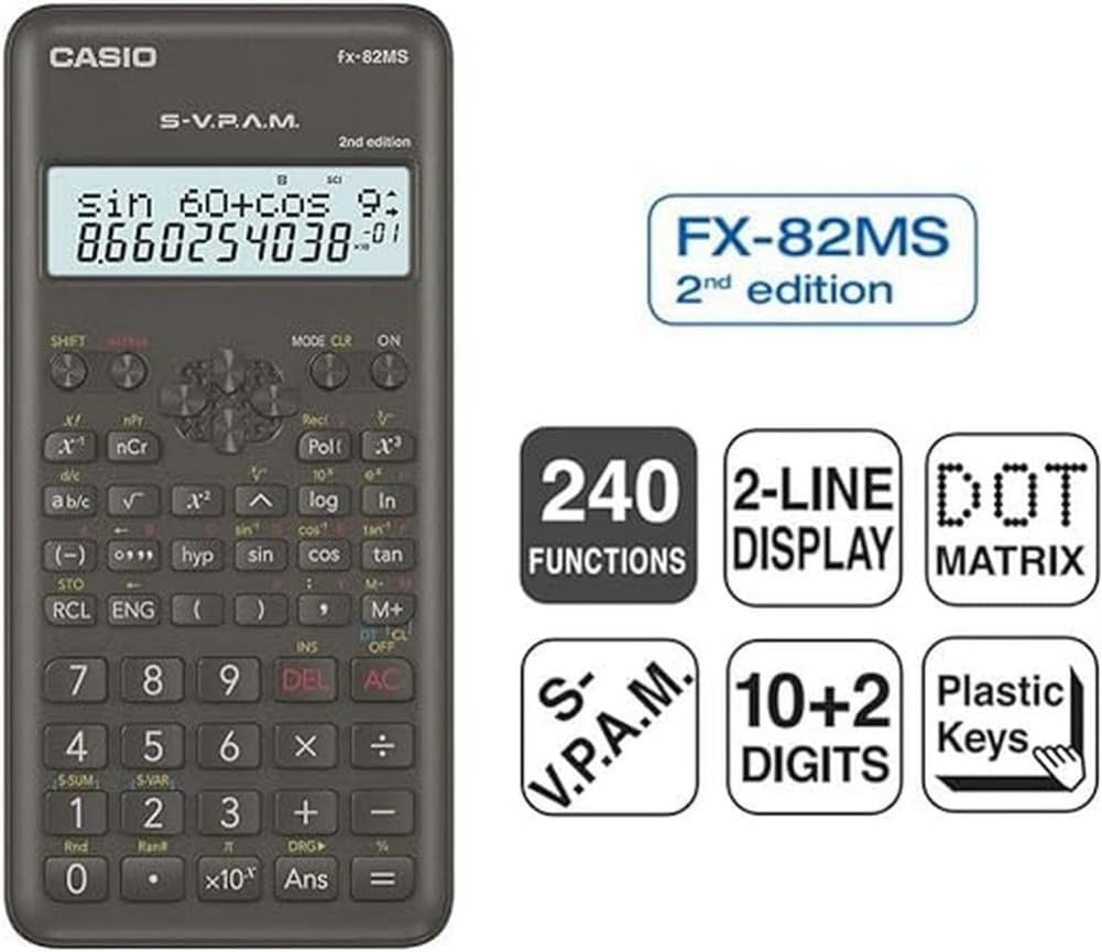 Casio FX-82MS-2 Scientific calculator, battery operated, gray – Bild 3