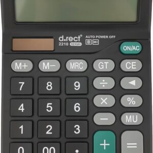 D.RECT D.RECT 2210 Pocket Calculator Office Calculator Simple Calculator Dual Power (Solar and Battery) 12 Digits