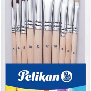 Pelikan 700405 Brush Starter Set with 5 Hair and 5 Bristle Brushes
