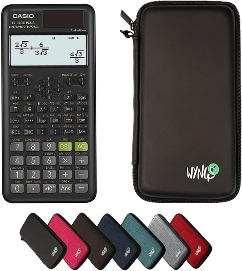 CALCUSO Economy Pack: Casio Calcuso FX-87DE Plus 2 Technical Scientific Calculator and WYNGS Protective Case in Black