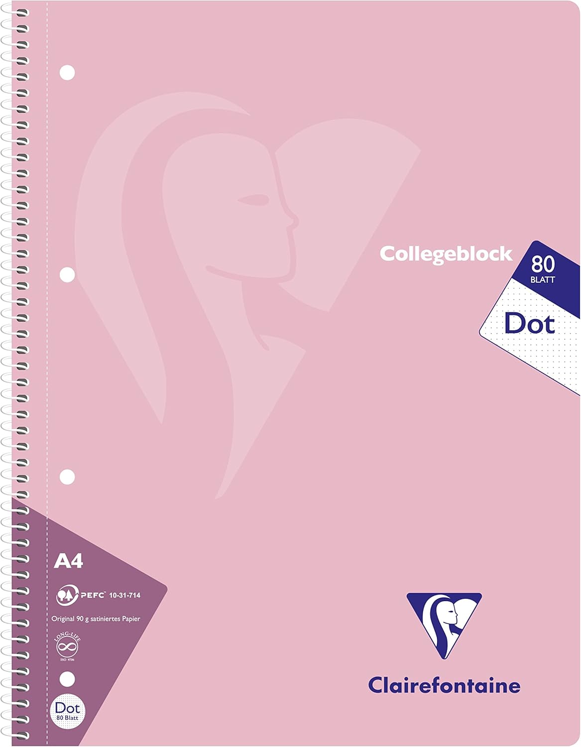Clairefontaine 306253C Pack of 5 Notebooks / College Notepads, DIN A4, 80 Sheets 90 g Dot/Dot Squared, Assorted Pastel Colours, 1 Pack – Bild 4