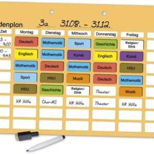 TimeTEX 94917 Magnetic Timetable Board, 81 Pieces, Wall Timetable, 41 x 28 cm
