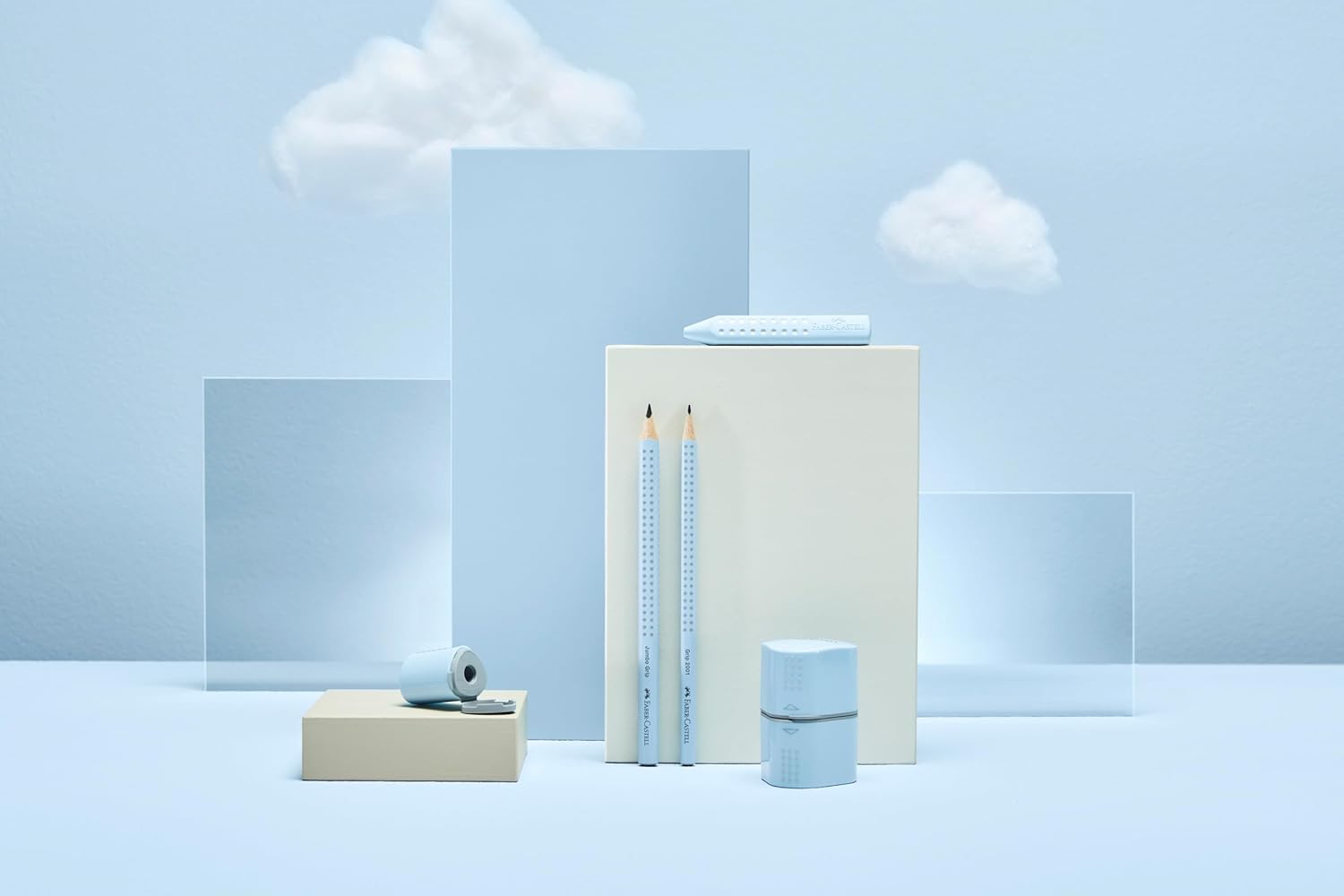 Faber-Castell 580084 Pencils Set Sky Blue 3-Piece with Jumbo Pencil B, Sharpener and Eraser – Bild 9