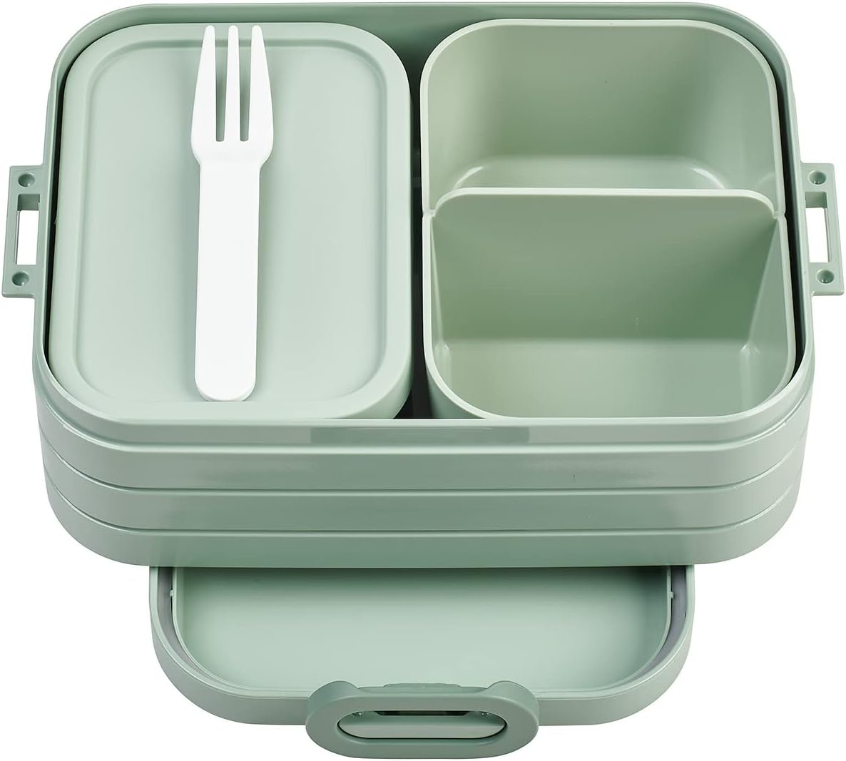 Mepal Midi Lunch Box with Bento Box for 2 Sandwiches or 4 Slices of Bread, for Small Snacks and Leftovers, Adult Lunch Box, Food Box with Compartments, Nordic Sage