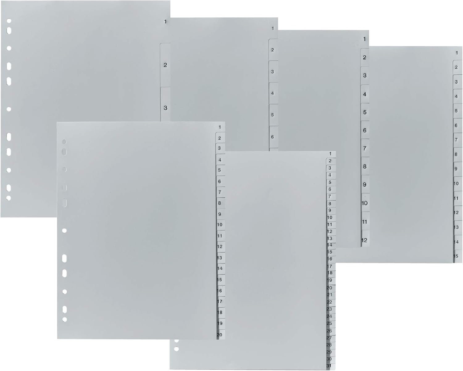 Original Falken PP Plastic Index for DIN A4 22.5 x 21 cm Half Height Print Jan-Dec 12 Sheets Grey Ring Binder Plastic Index Ideal for Office and School – Bild 2