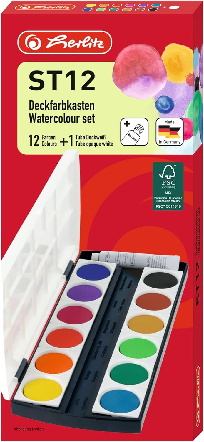 Herlitz 10116655 School Paints and Paint Box - 12 Colours with Opaque White, School paints. – Bild 2