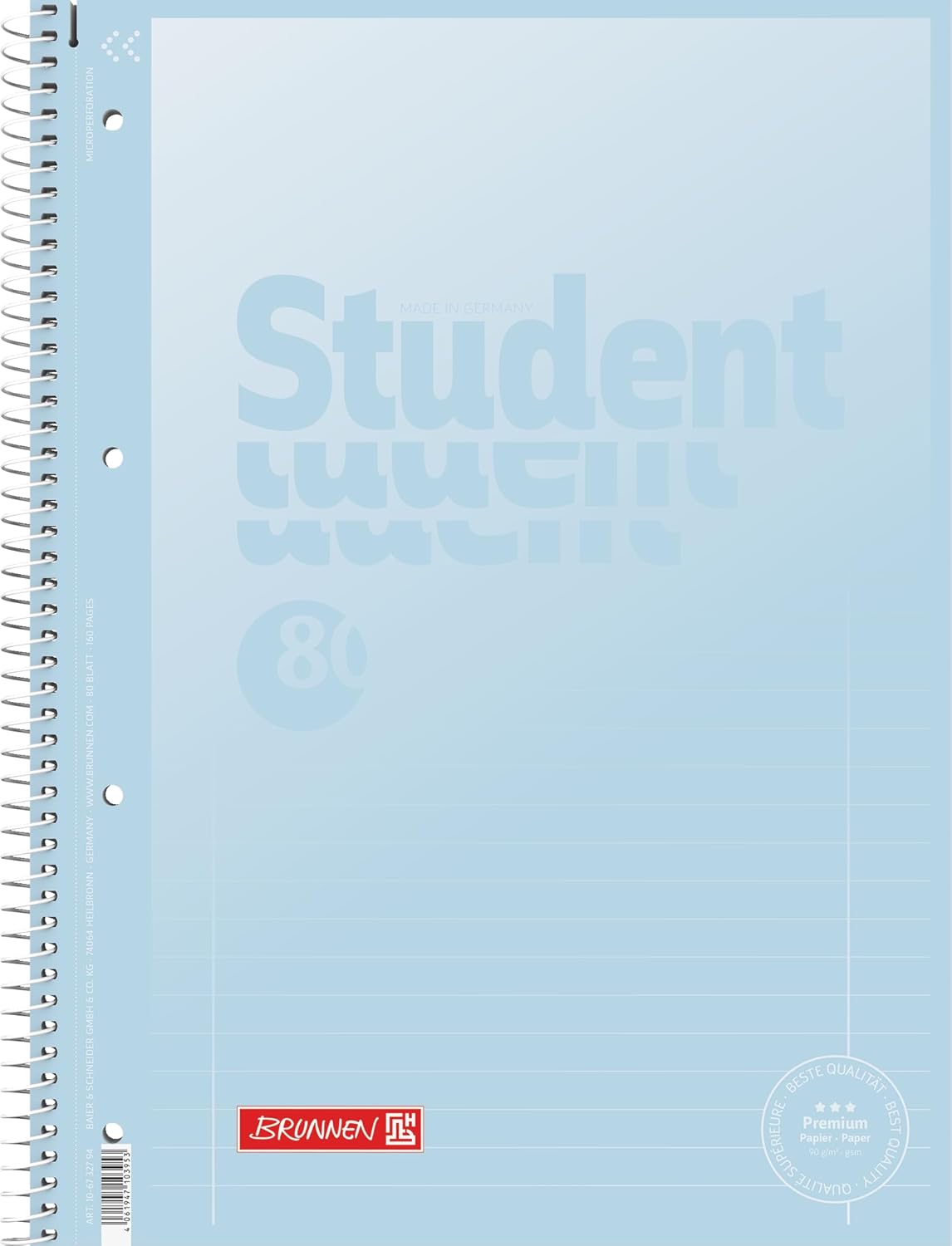 BRUNNEN College Notepad Premium Student "Pastel 2" | A4, Line Style 27, 80 Sheets, Assorted – Bild 7