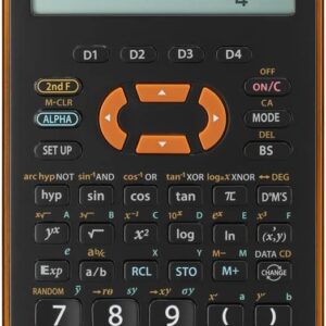 Sharp EL-W531 XG-YR Scientific Calculator WriteView Display Metallic Orange 335 Functions TWIN-Power for Grammar/Secondary School