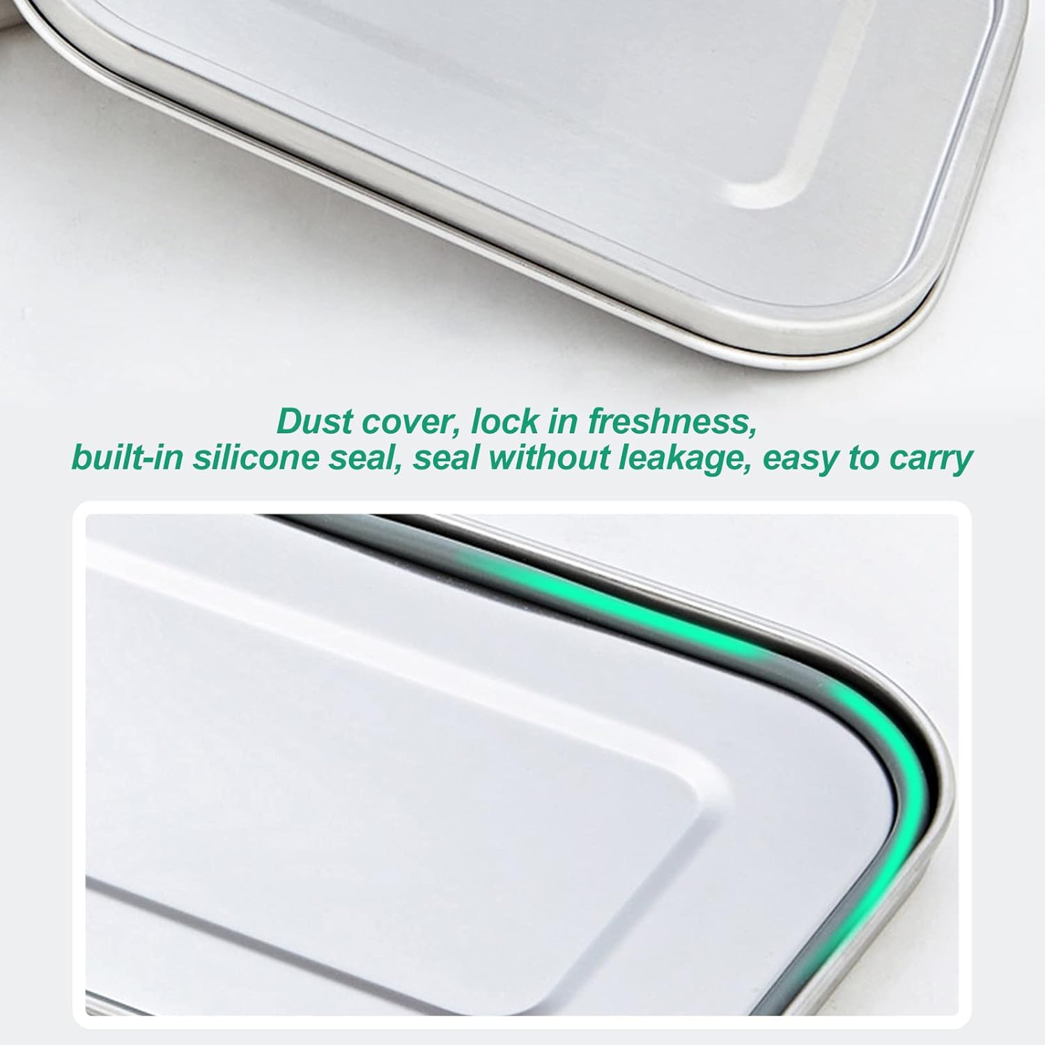 Newaner Stainless Steel Lunch Box, 800 ml Leak-proof Lunch Box with Removable Divider, Sustainable and Environmentally Friendly Lunch Box, Stainless Steel Children's Lunch Box with Compartments – Bild 4