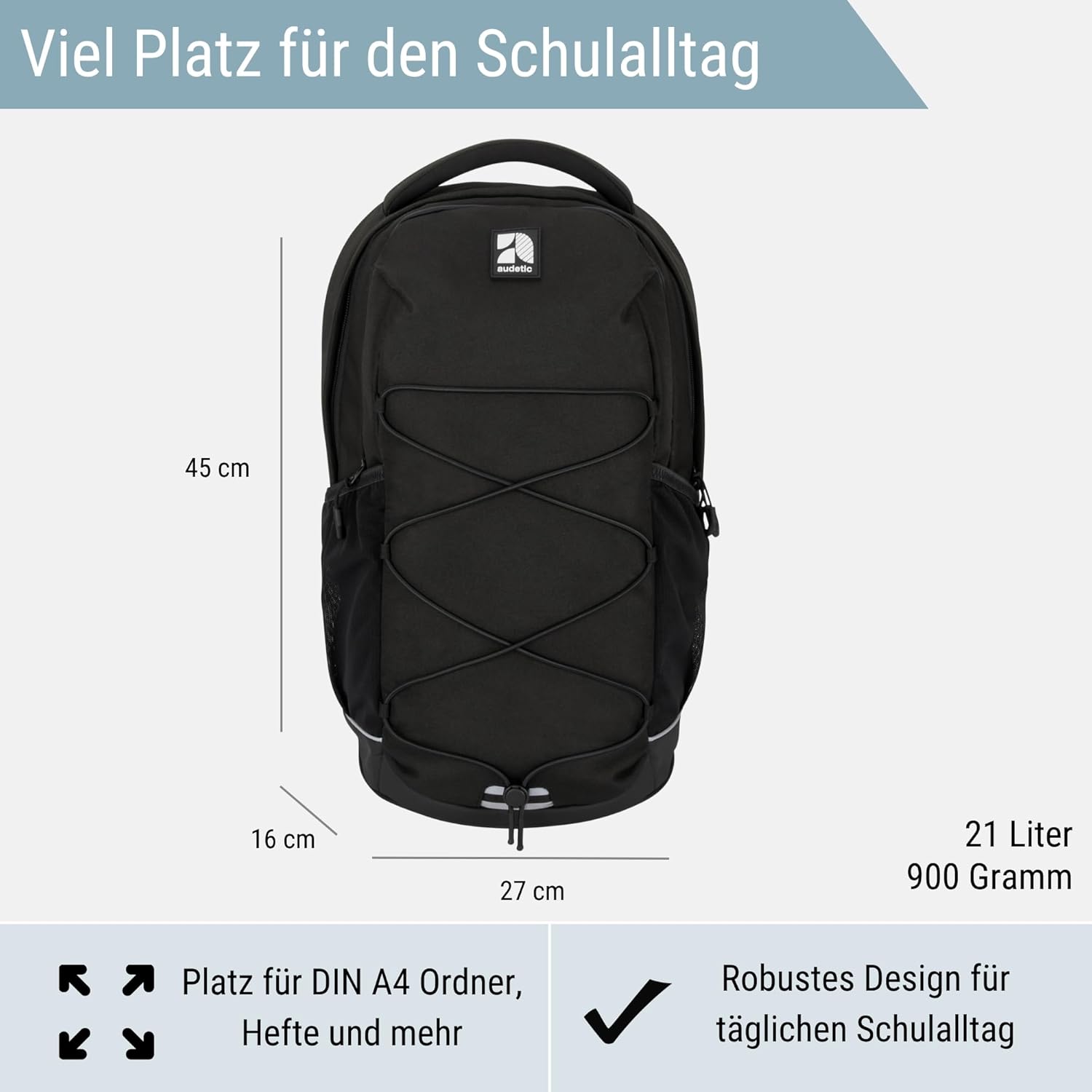 School Backpack Teenager – Aero Backpack – School Bag for Boys & Girls – 21 Litres – Ergonomic Backpack with Many Compartments for School & Leisure – Water-Repellent – Bild 2