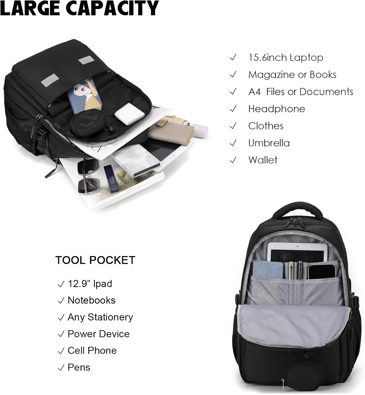 JANSBEN Waterproof School Backpack for Teenagers Boys and Girls, Multiple Compartment Design for School and Travel, School Bag, Ideal for 5 Class – Bild 5