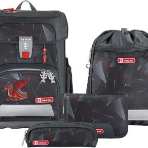 Step By Step School Bag Set Cloud, 5 Pieces, Ergonomic Bag with Reflectors, Height Adjustable with Waist Belt, From Year 1 19 L