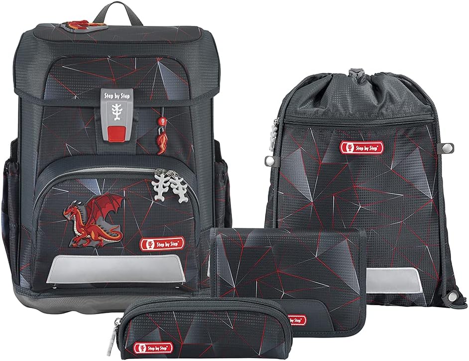 Step By Step School Bag Set Cloud, 5 Pieces, Ergonomic Bag with Reflectors, Height Adjustable with Waist Belt, From Year 1 19 L