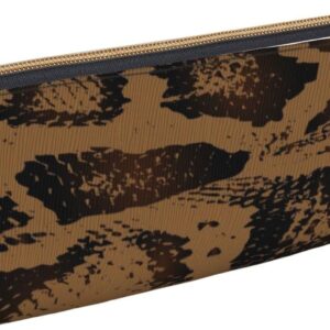 Snake Skin Stripe Pattern Pencil Case Triangle Pencil Case Portable Pencil Case Leather Organizer Zipper Cosmetic Bag, White, Bag organiser