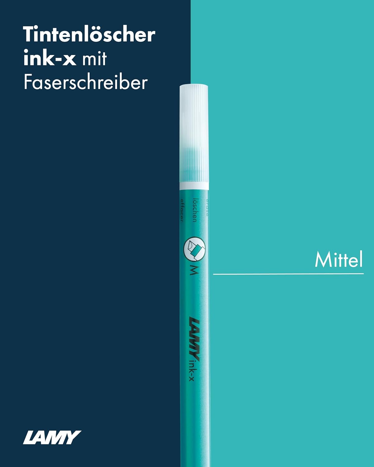 LAMY ink-x Set of 2 Tourmaline Ink Erasers Made of Plastic with Eraser Tip and Correction Tip Medium - Only for Erasing Royal Blue Ink – Bild 2