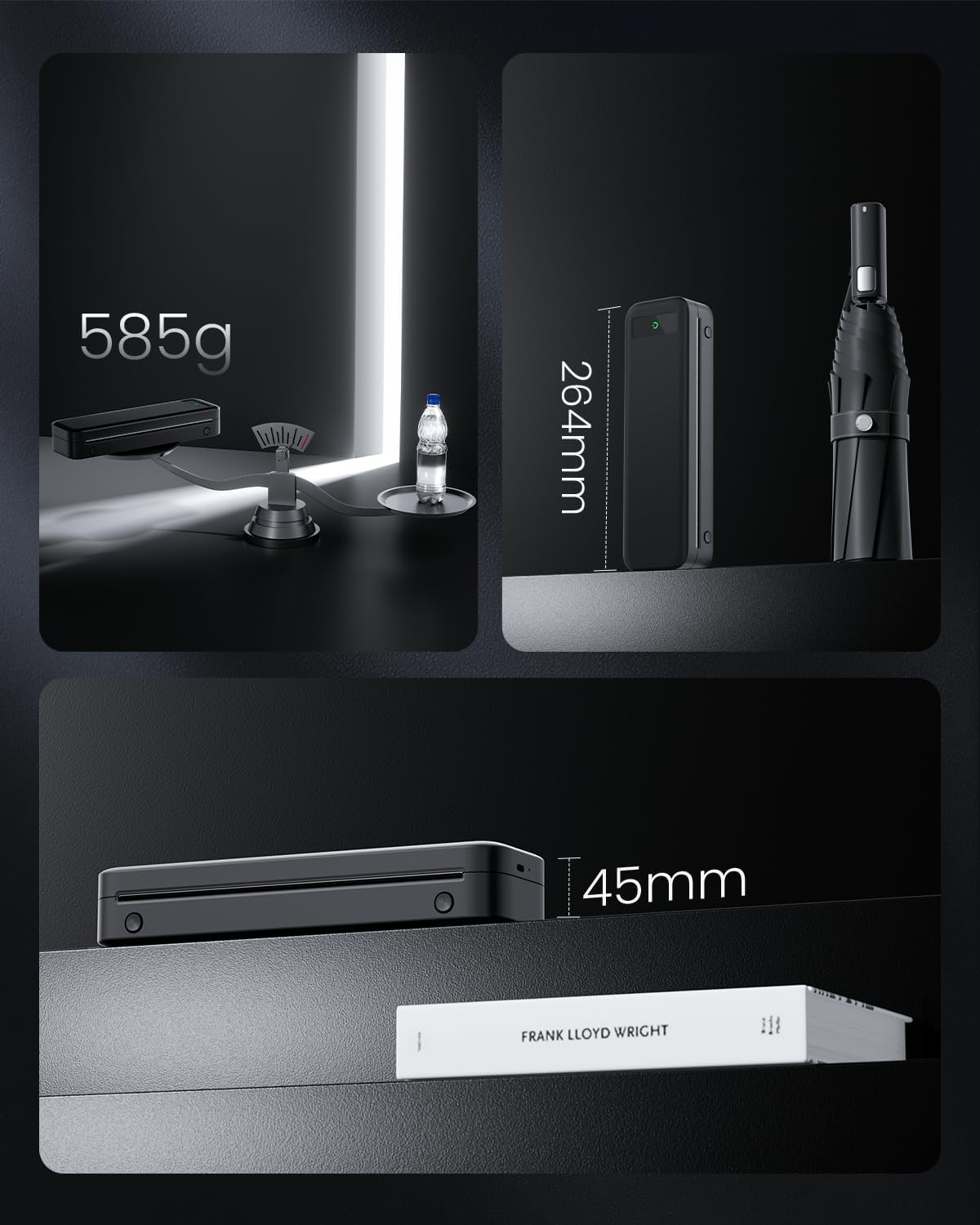 TATTMUSE Thermal Printer A4, 300DPI Bluetooth Mobile Printer, Bills, Receipt Printer, Learning, Portable Printer Compatible with Phone, Laptop, Monochrome Travel Printer, Thermal Paper Only, Black – Bild 2